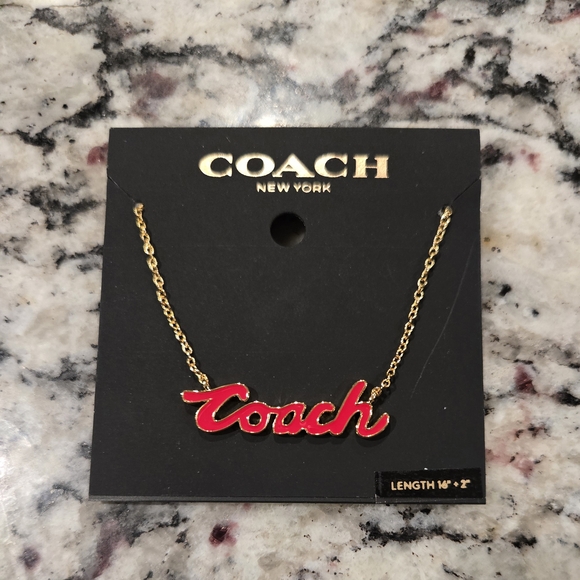 Coach Jewelry - Coach Signature Red and Gold Necklace